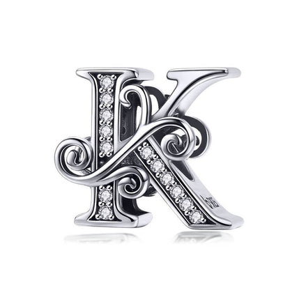 Stylish letter K charm with crystal accents