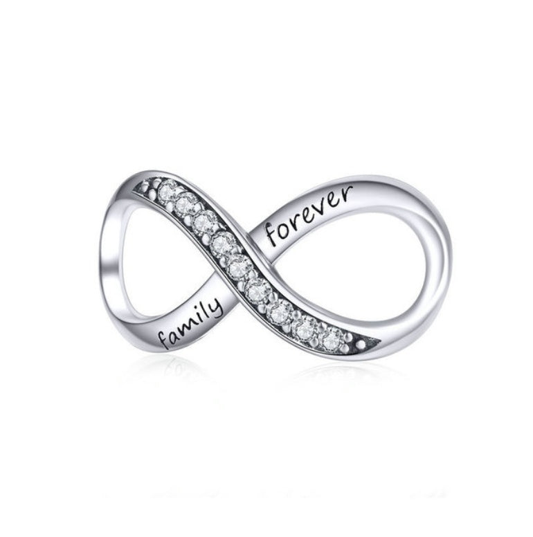 Silver Family Infinity Charm with crystals