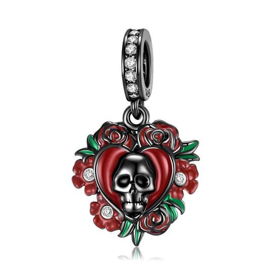 Skull Rose Charm with intricate details and bold design