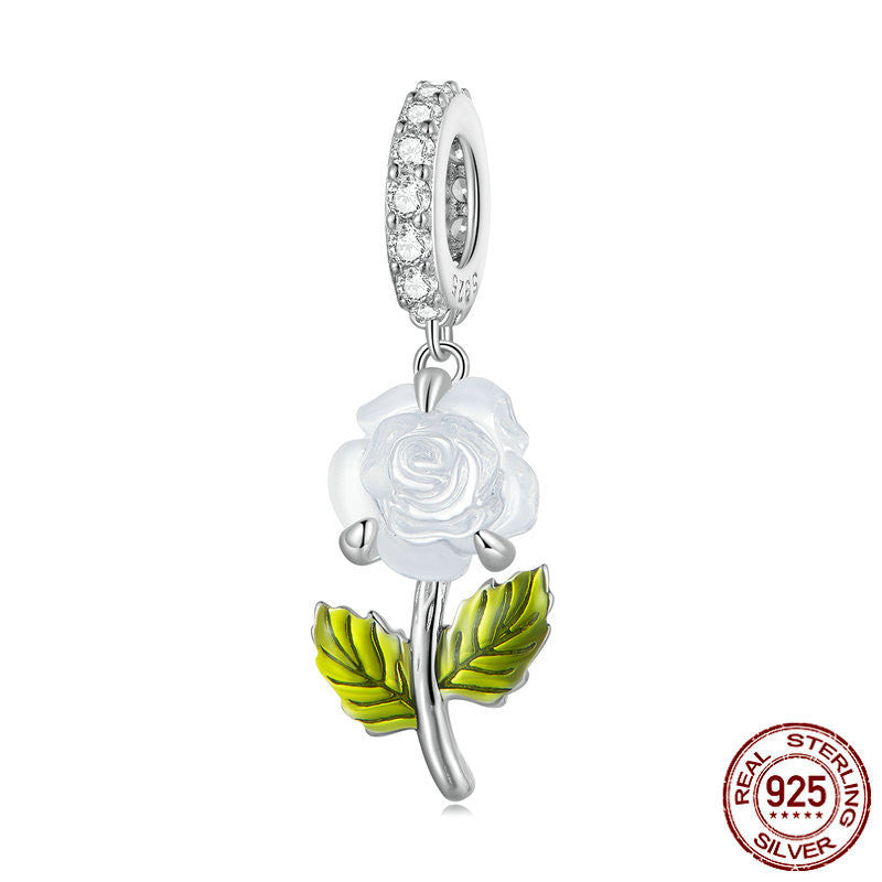 Sterling silver rose charm with color-changing feature