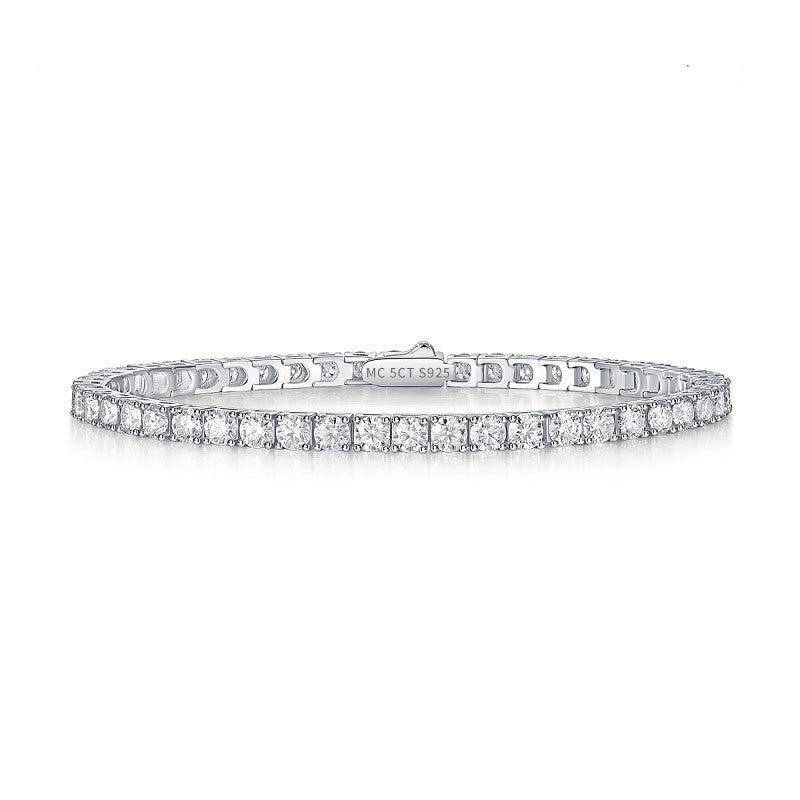 Close-up of Moissanite Tennis Bracelet with shimmering Moissanite stones in a sterling silver setting for a timeless look.