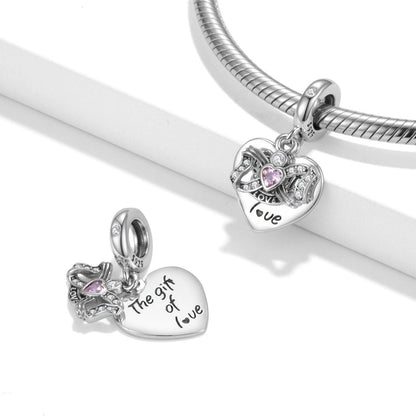 Gift of Love Charm with heart and pink gemstone