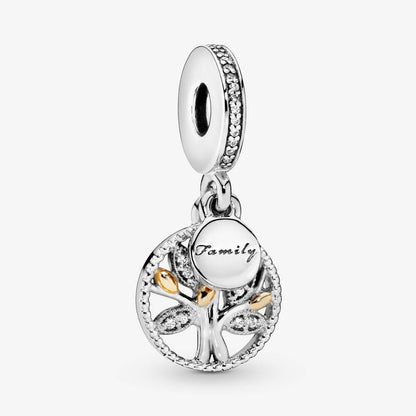 Elegant Family Tree Charm with engraved 'Family' text